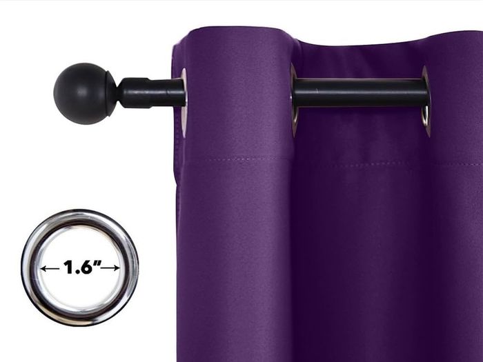 NEW SALE | Purple Curtains Blackout- Short Rings Top Thermal Curtains for Home Decor Light Blocked Aubergine Curtains Window Treatment for Bedroom, 2 Panels
