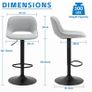 Bar Stools Set of 2 Modern Breakfast Barstools, Adjustable Swivel Counter Height Bar Chairs Faux Leather Upholstered Counter Stools with Hollow Back for Kitchen Island, Grey Image 2
