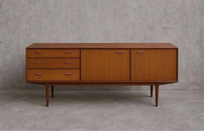 Mid century Danish teak stock sideboards drawers