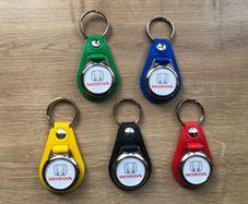 Brand new synthetic leather Honda keyring with trolley token