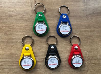 Brand new synthetic leather Honda keyring with trolley token