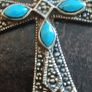 Sterling Silver Turquoise And Marcasite Cross And Chain Image 2