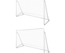 Football Goal Nets Steel 2 pcs 240x90x150 cm