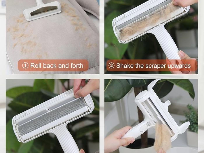 Pet Hair Remover Roller, Reusable Lint Roller with Visable Window, Dog Cat Hair Remover Brush, Surface Fur Removal Tool for Furniture, Couch, Carpet, and Bedding-Transparent