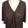 M&s Dark Brown Orange Circle Print Short Dolman Sleeve Rushed Blouse Uk 22 Image 4