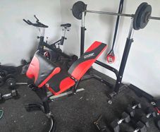 Adjustable weight bench and squat stand