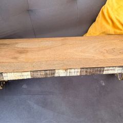 Rustic Wooden Wall Shelf with Ornate Metal Brackets