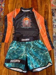 Tatami grappling shorts and rash guard