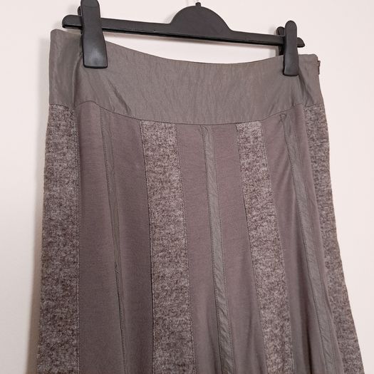 Kapalua Earth Tone Taupe Brown Paneled A-Line Midi Skirt 12UK/40EU
