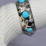 Arizona Sleeping Beauty Turquoise & Natural Zircon Band Ring in Platinum Overlay Sterling Silver. Image 6