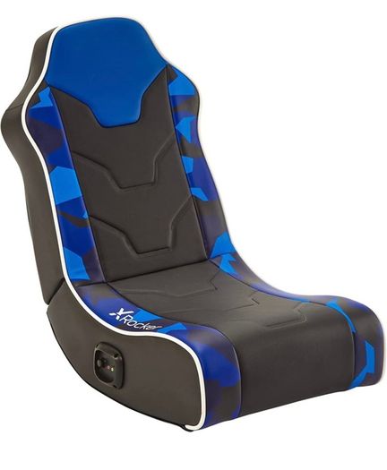 Floor Rocker Gaming Chair for Kids and Juniors, Low Folding Rocking Seat with Stereo Speakers, Faux Leather AVAILABLE IN RED/BLUE (FREE POSTAGE)