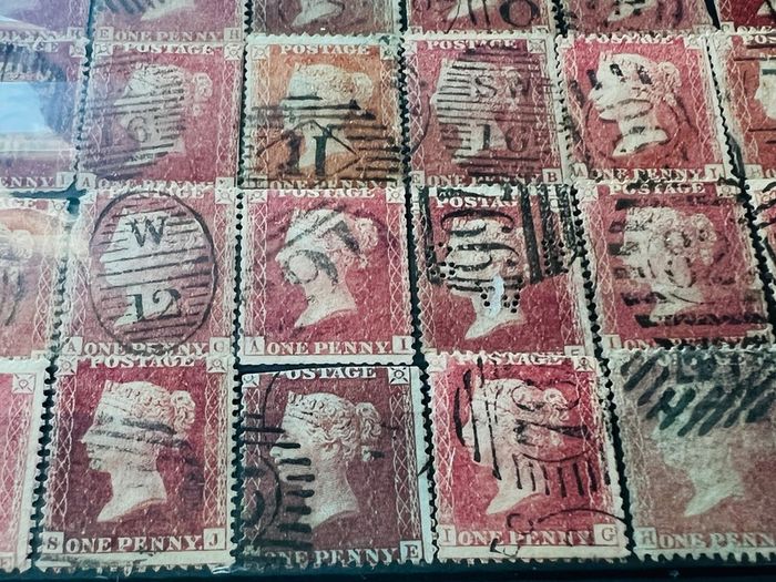 Great Britain 1841-1879 Queen Victoria 1d Penny red 50 stamps lot