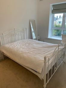 White metal bed frame