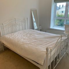White metal bed frame