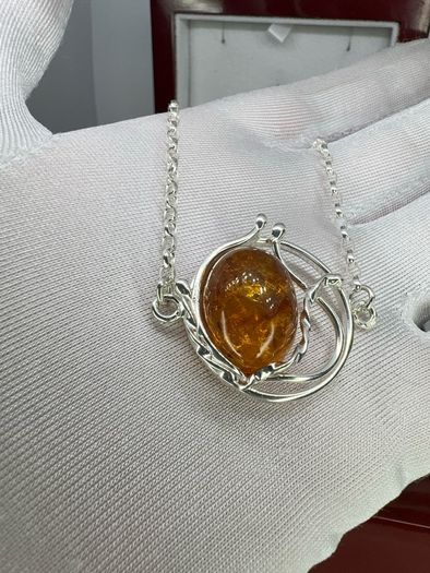 Silver bracelet Amber Solitaire Bracelet A Piece of Ancient Sunlight