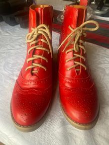 Embassy London Brick Lane red leather brogue boots size 37