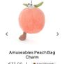 New JELLYCAT Amuseables Peach Bag Charm Image 3