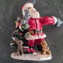 Vintage Miniature Santa Claus Resin Figurine with Animals & Christmas Tree Image 2