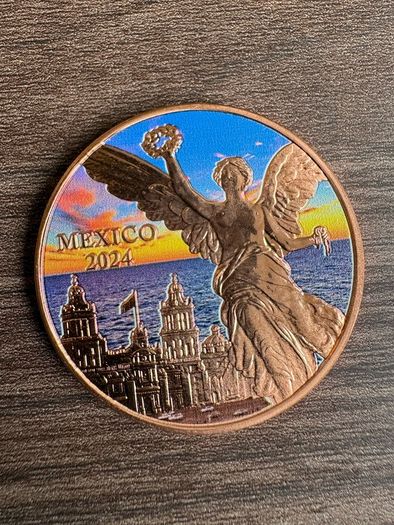 Mexico 2024 1oz colourised .999 Copper Round