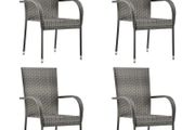 Stackable Outdoor Chairs 4 pcs Grey Poly Rattan