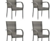 main image for ad Stackable Outdoor Chairs 4 pcs Grey Poly Rattan