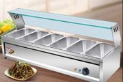 Bain Marie Commercial Electric Food Warmer Countertop Buffet  with Glass Shield 1500w