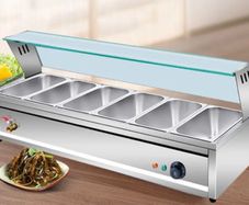 Bain Marie Commercial Electric Food Warmer Countertop Buffet  with Glass Shield 1500w