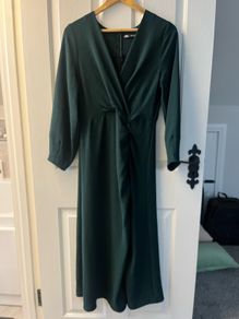 NEW Zara Forest Green Midi Dress - Size 12 / Size Large