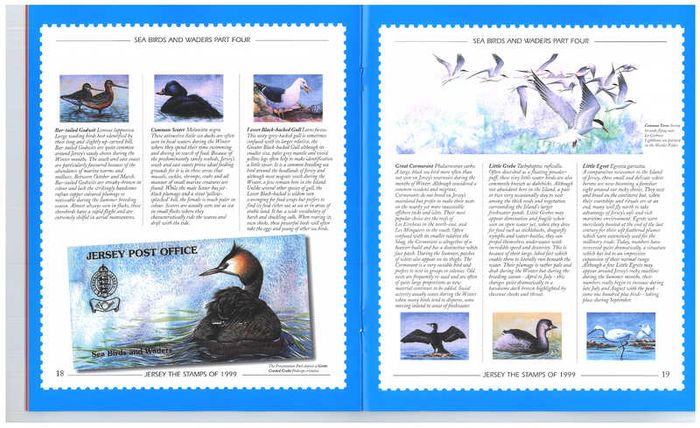 1999 Jersey (Channel Islands) Stamp Year Book (softback) issued by Jersey Post with 16 images of contents