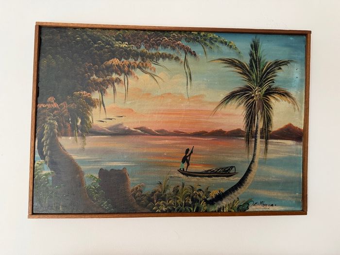 Framed Signed Oil Painting by E Mbuya