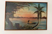 Framed Signed Oil Painting by E Mbuya