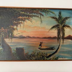 Framed Signed Oil Painting by E Mbuya
