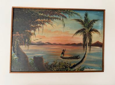 Framed Signed Oil Painting by E Mbuya