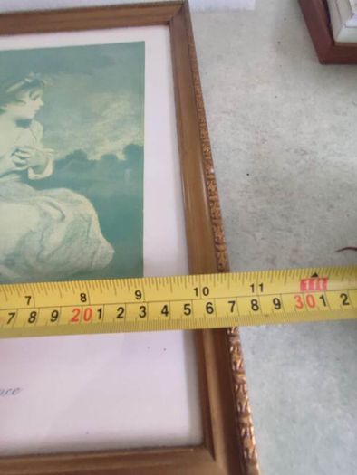 RARE FIND OLD ANTIQUE Classic in Vintage Wooden and Gilded Plaster Traditional Little Girl Portrait Print Frame Art French Country Girl.