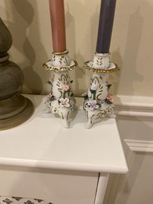 Vintage petite pair of  candle  stick holders