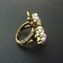 Honey Bee Red Stone Pearl Gold Ring Image 7