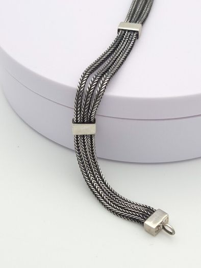 Vintage Multi-Strand 925 Silver Foxtail Bracelet