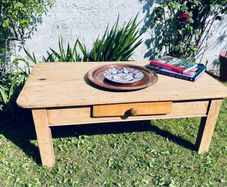 Antique Pine Coffee Table Rustic Farmhouse Country House Style