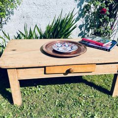 Antique Pine Coffee Table Rustic Farmhouse Country House Style