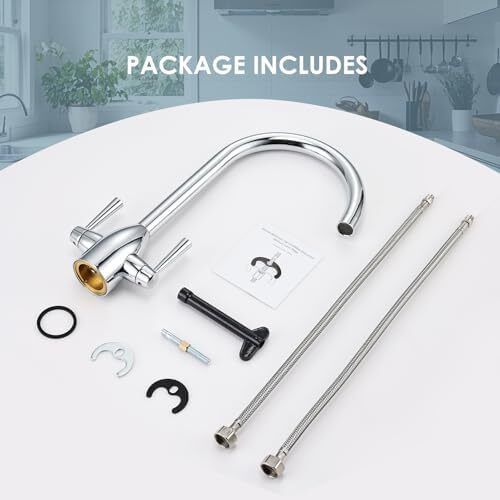 Kitchen Sink Mixer Tap Monobloc Dual Lever Chrome 360 Swivel High Arc