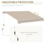 13'X8' Manual Retractable Patio Awning Window Door Sun Shade - Coffee Image 6