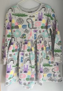 Next grey animals jersey Dress Age 3-4 EUC