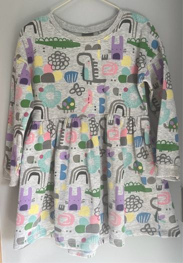 Next grey animals jersey Dress Age 3-4 EUC