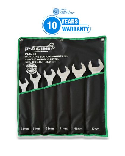 6PCS Combination Spanner/Wrench 33 - 50mm Set (Matt Finish)