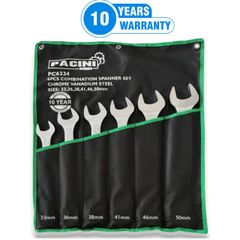 6PCS Combination Spanner/Wrench 33 - 50mm Set (Matt Finish)