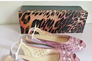 DESTRA Pink Sequin Embellished Peep Toe Slingback Flat Sandals UK3 EU36 BNIB CAN POST