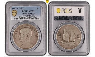 rare 1933 junk China silver dollar