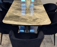 6 dining chair blue back velvet