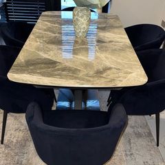 6 dining chair blue back velvet