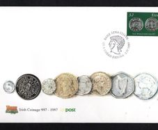 1997 Ireland Millennium of Irish Coinage Commemorative Stamp PNC (Philatelic Numismatic Cover)